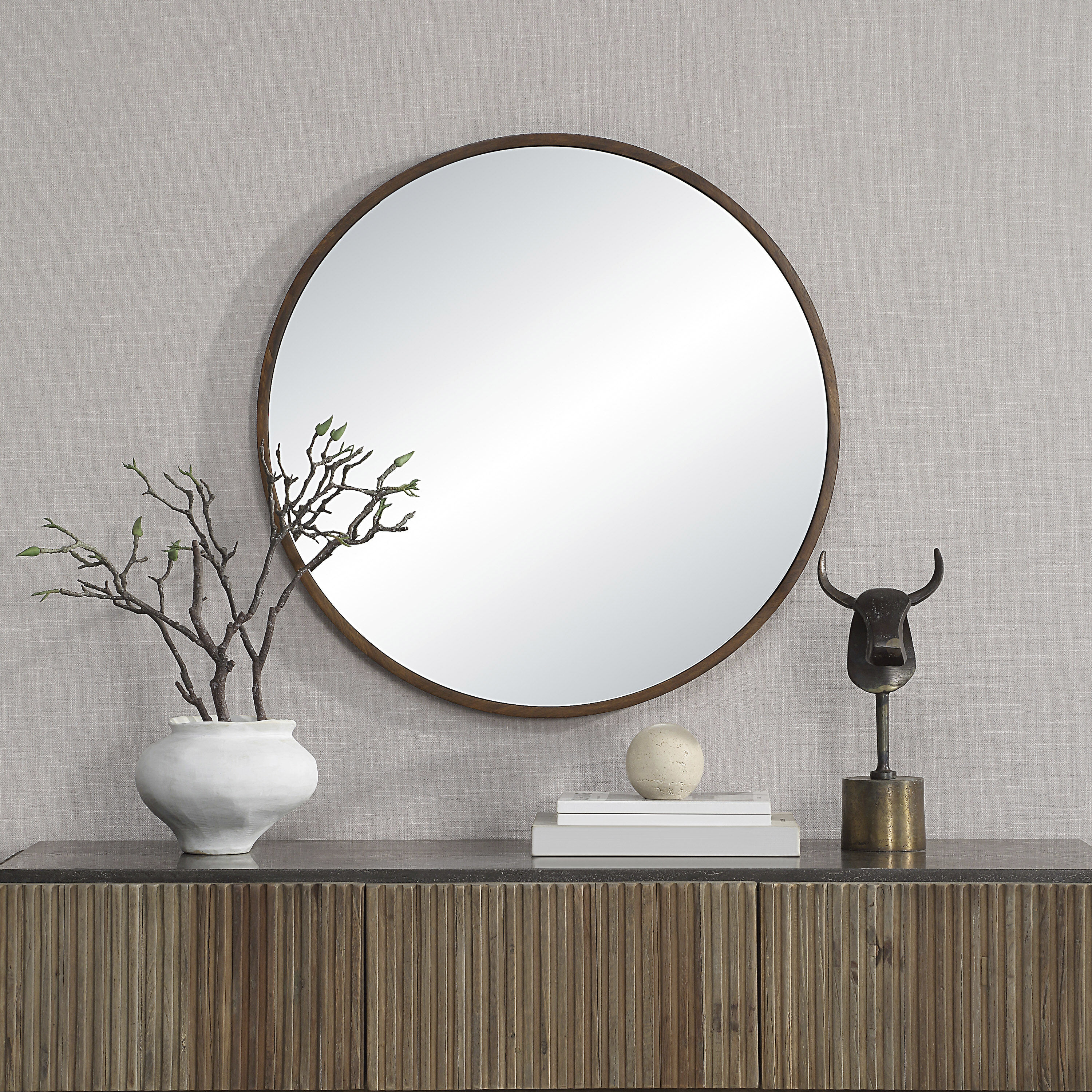 Modi 30 X 30 inch Walnut Wall Mirror
