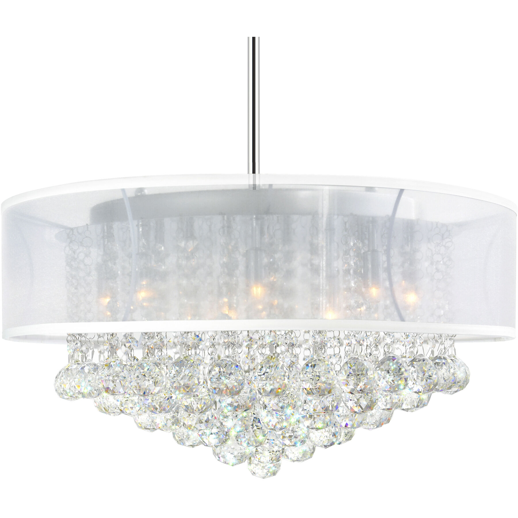 Radiant 12 Light 24 inch Chrome Drum Shade Chandelier Ceiling Light in White