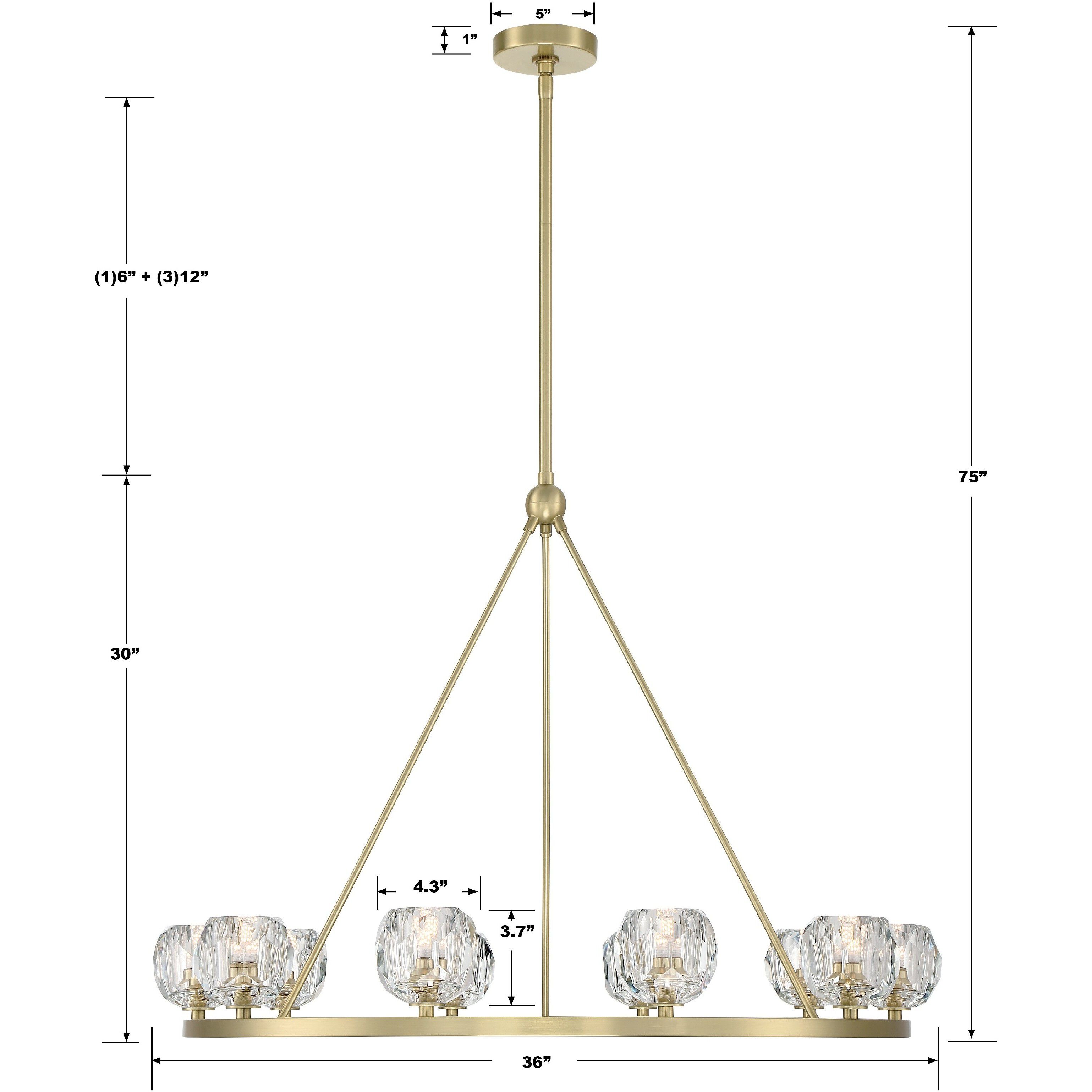 Aragon 10 Light 36 inch Soft Brass Chandelier Ceiling Light in Clear