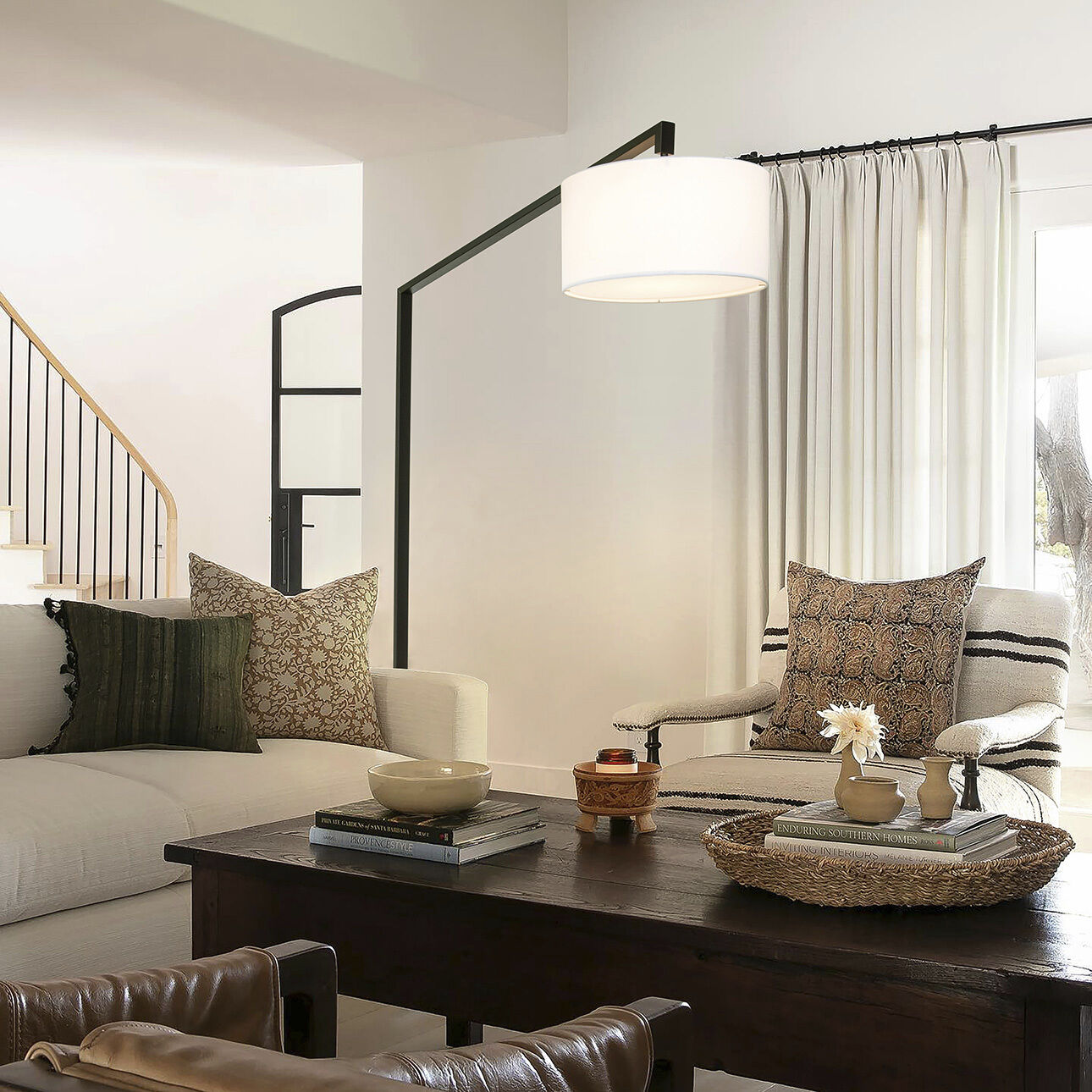 Stretch 75 inch 60.00 watt Matte Black Arc Floor Lamp Portable Light