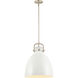 Newton Bell 1 Light 14 inch Satin Nickel Stem Hung Pendant Ceiling Light