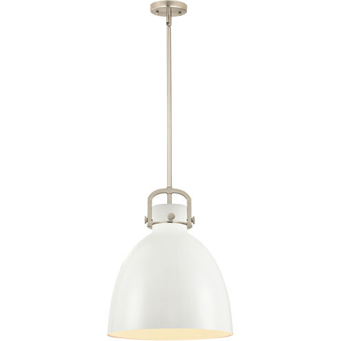 Newton Bell 1 Light 14 inch Satin Nickel Stem Hung Pendant Ceiling Light