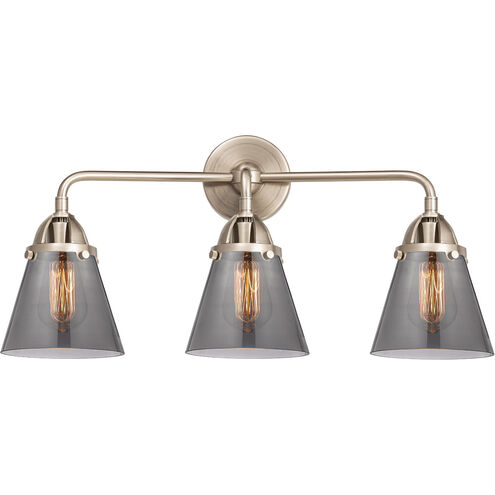 Nouveau 2 Small Cone LED 24.25 inch Black Antique Brass Bath Vanity Light Wall Light in Plated Smoke Glass