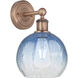 Edison Brookhaven Globe Armed Sconce Wall Light in Antique Copper, Sapphire Blue Glass