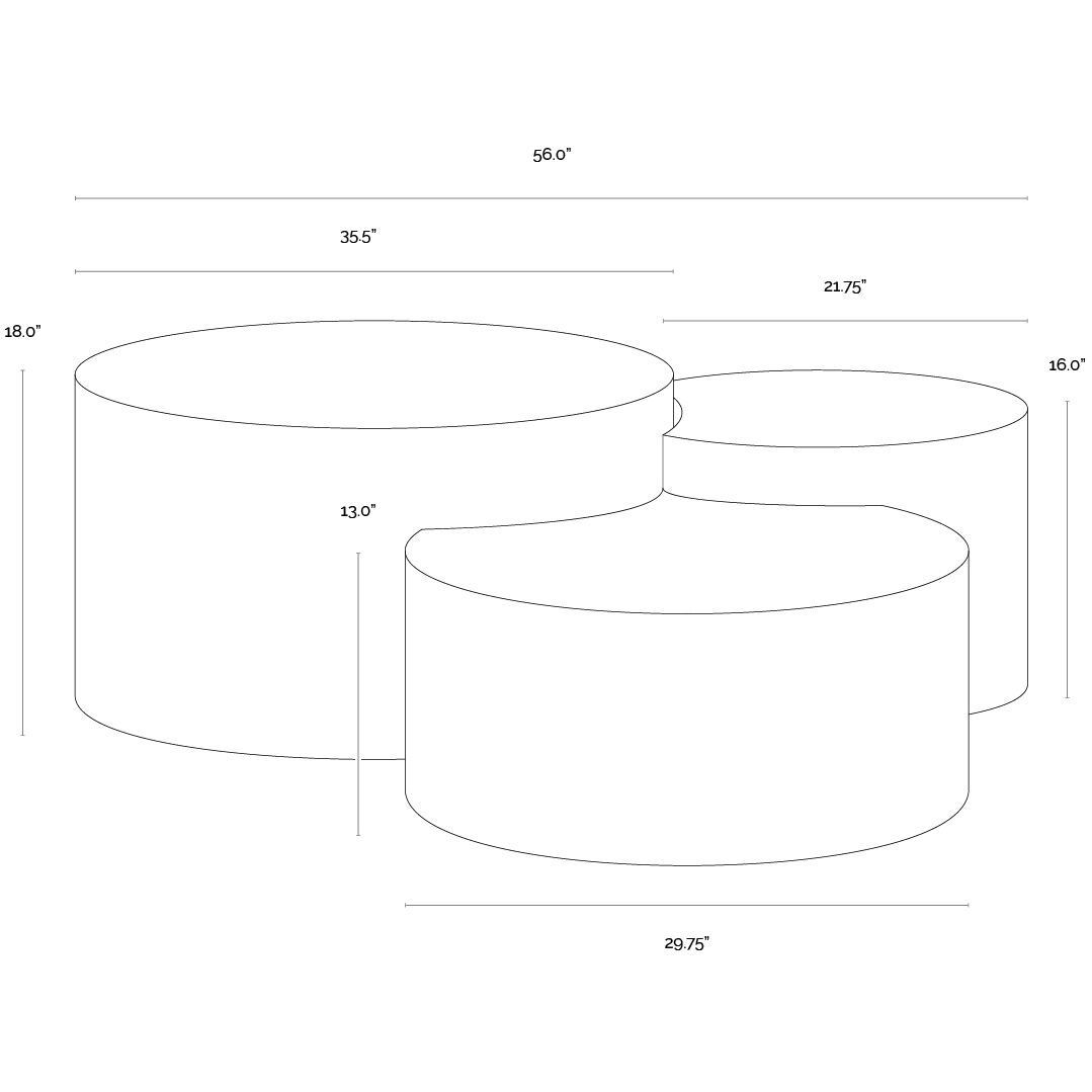 Neo 60 X 56 inch Antique Brass Coffee Table, Set Of 3