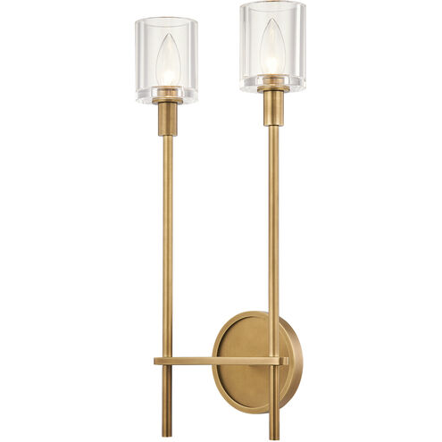 Salita 2 Light 18.1 inch Vintage Brass Vanity Light Wall Light in Clear Crystal
