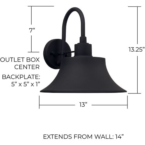 Brock 1 Light 13 inch Black Outdoor Wall Lantern