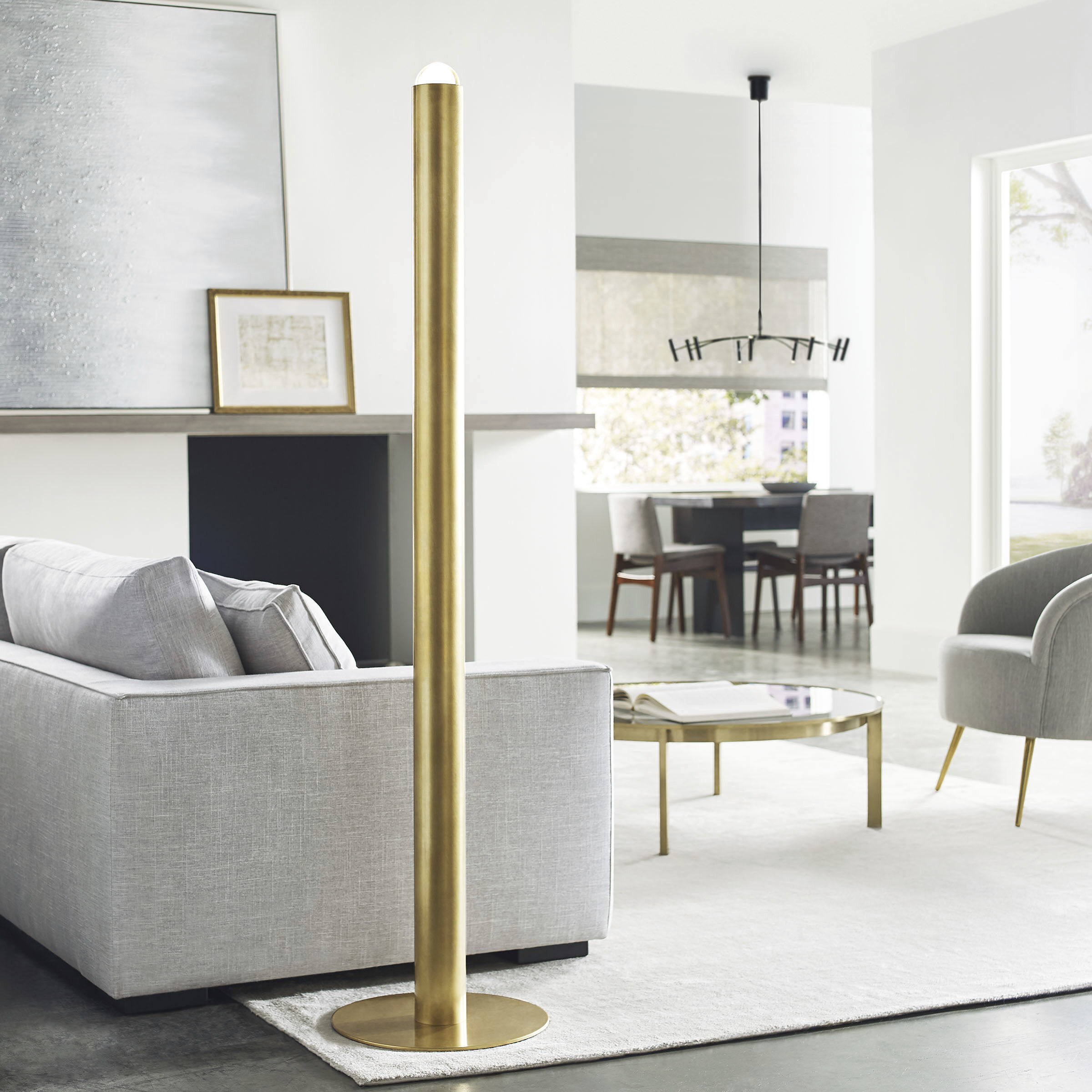 Kelly Wearstler Ebell 65.9 inch 9.4 watt Natural Brass Floor Lamp Portable Light, Integrated LED