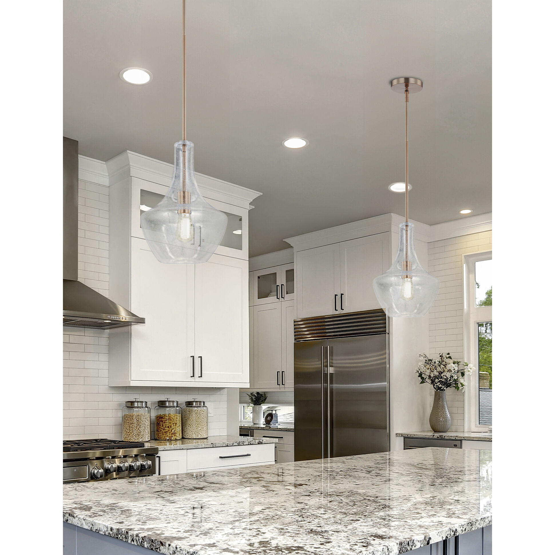EVOLV 14 inch Brushed Brass Pendant Ceiling Light, Harlow Family