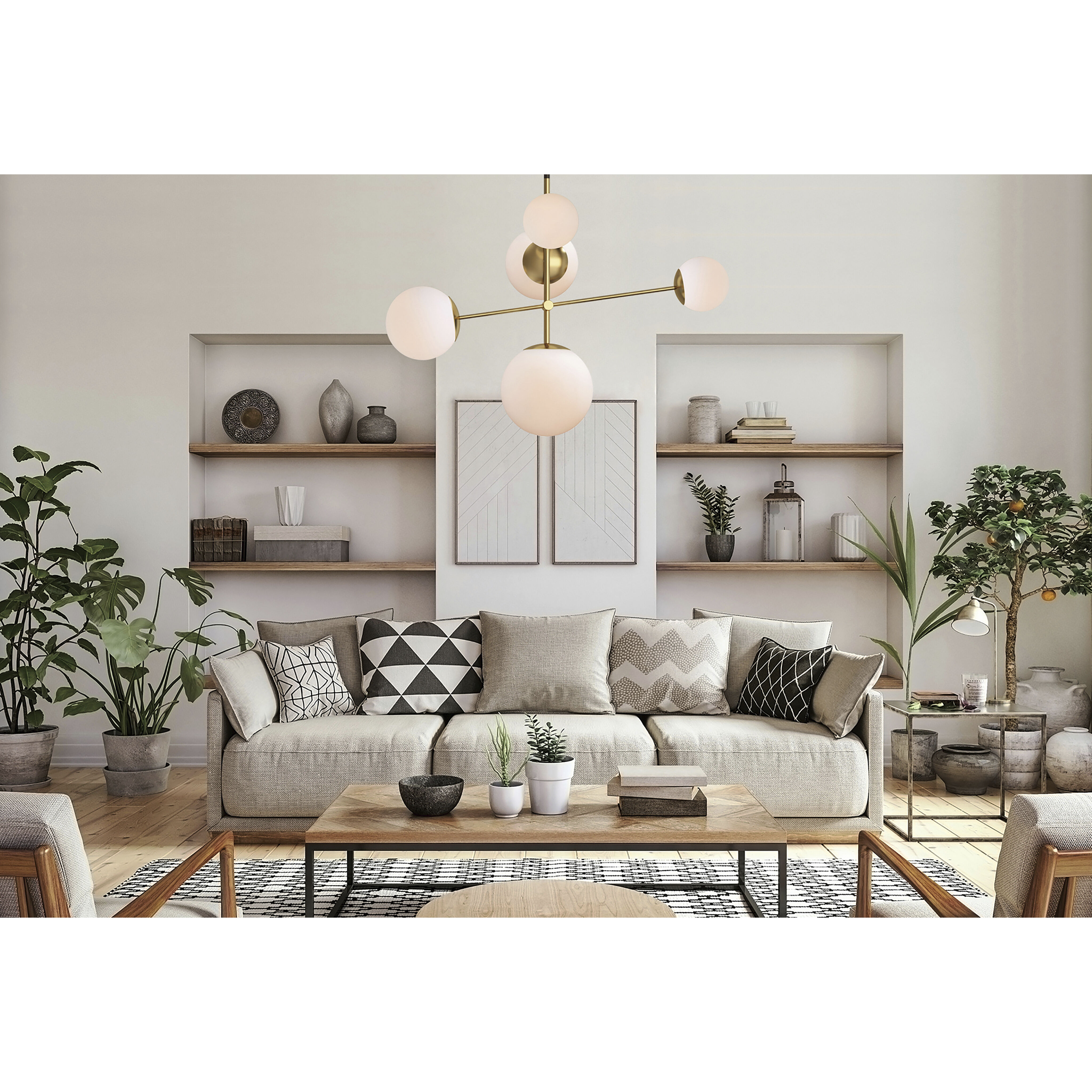 Vesper 5 Light 15 inch Satin Brass/Black Suspension Pendant Ceiling Light