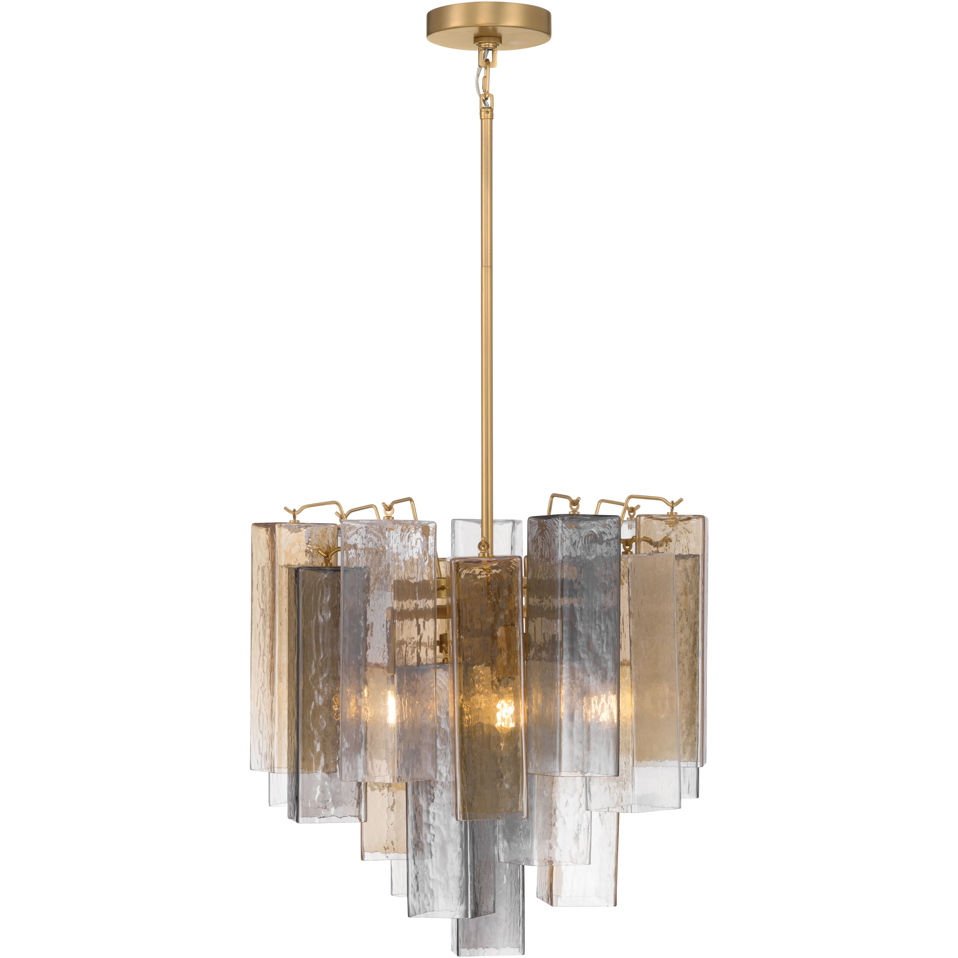 Torvento 6 Light 17.75 inch Legacy Brass Pendant Ceiling Light in Clear,  Grey and Amber Handmade Glass
