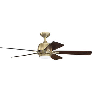 Stellar 52 inch Satin Brass with Flat Black/Walnut Blades Fan