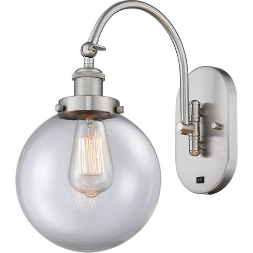 Franklin Restoration Beacon LED 8 inch Brushed Satin Nickel Sconce Wall Light in Clear Glass