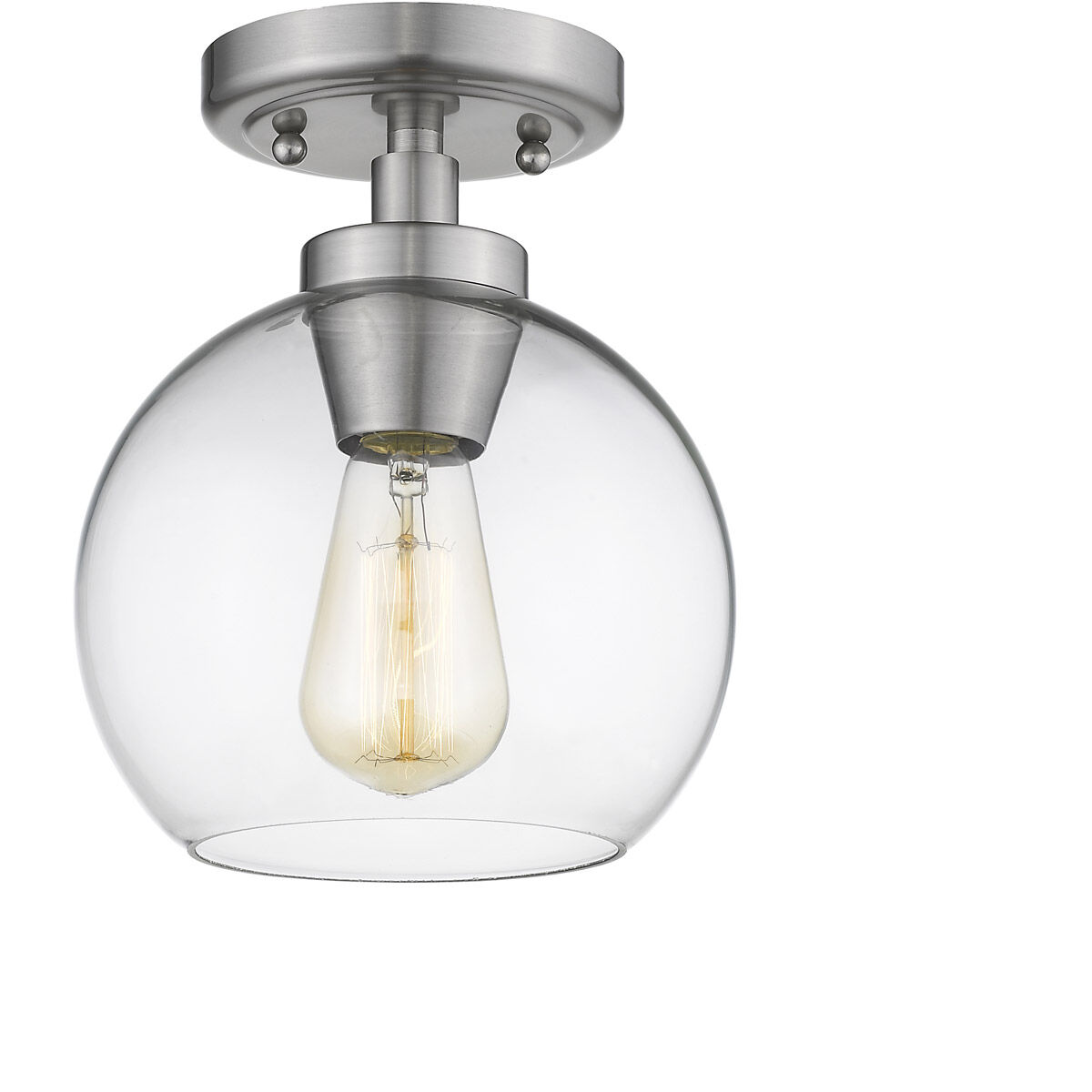 Galveston 1 Light 7 inch Pewter Flush Mount Ceiling Light in Clear Glass, Damp