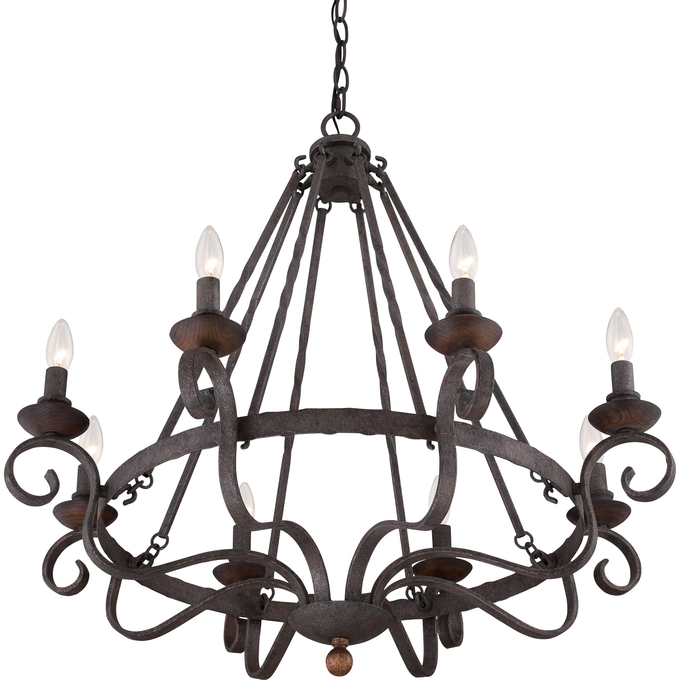 Noble 8 Light 32 inch Rustic Black Chandelier Ceiling Light