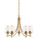 Octave 5 Light 23 inch Warm Brass Chandelier Ceiling Light, Essentials