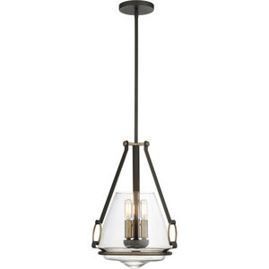 Eden Valley 3 Light 12 inch Smoked Iron/Aged Gold Pendant Ceiling Light, Convertible