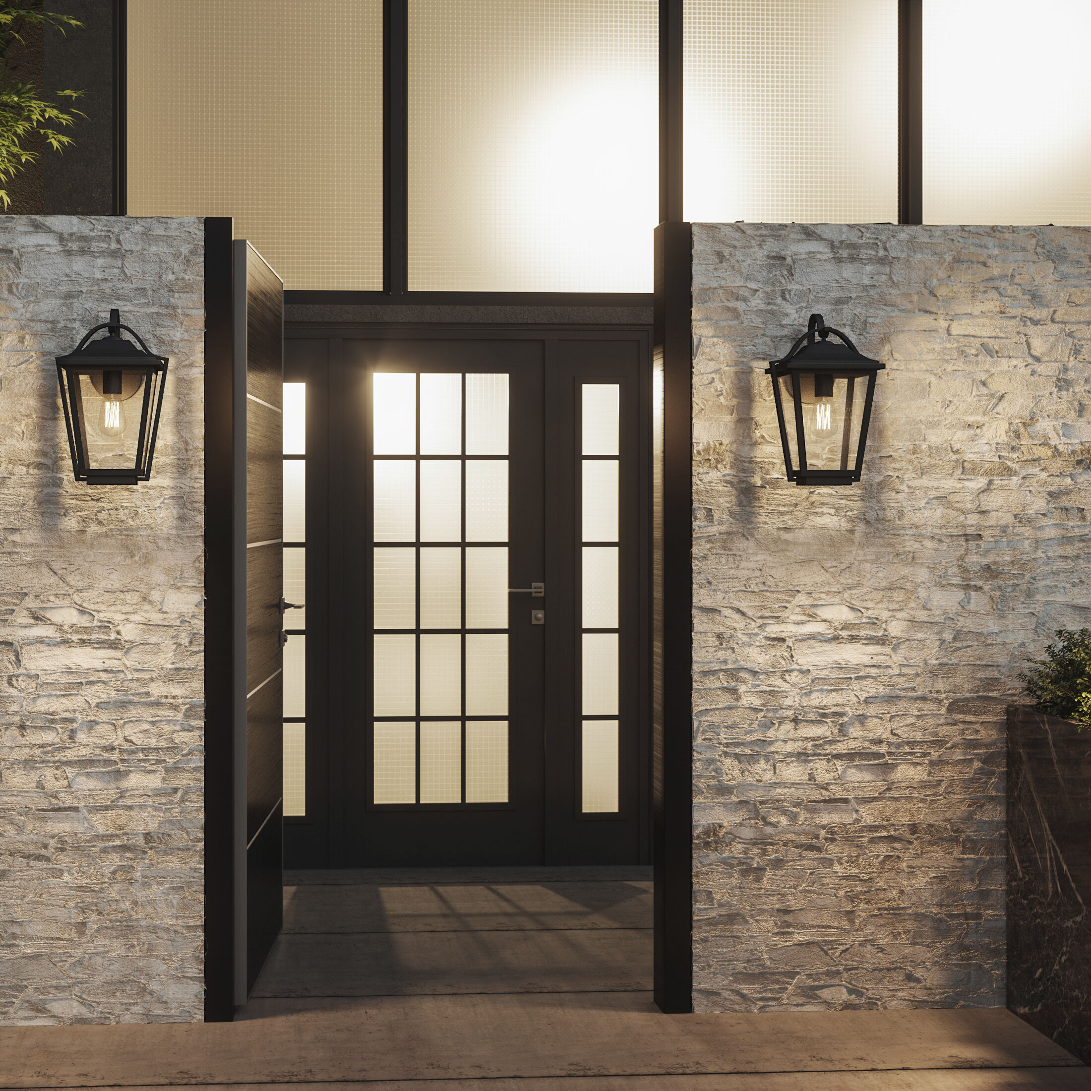 Darius 1 Light 18 inch Earth Black Outdoor Wall Light