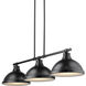 Duncan 3 Light 40 inch Matte Black Linear Pendant Ceiling Light