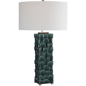 Geometry 31 inch 150.00 watt Emerald Green Glaze with Brushed Nickel Details Table Lamp Portable Light