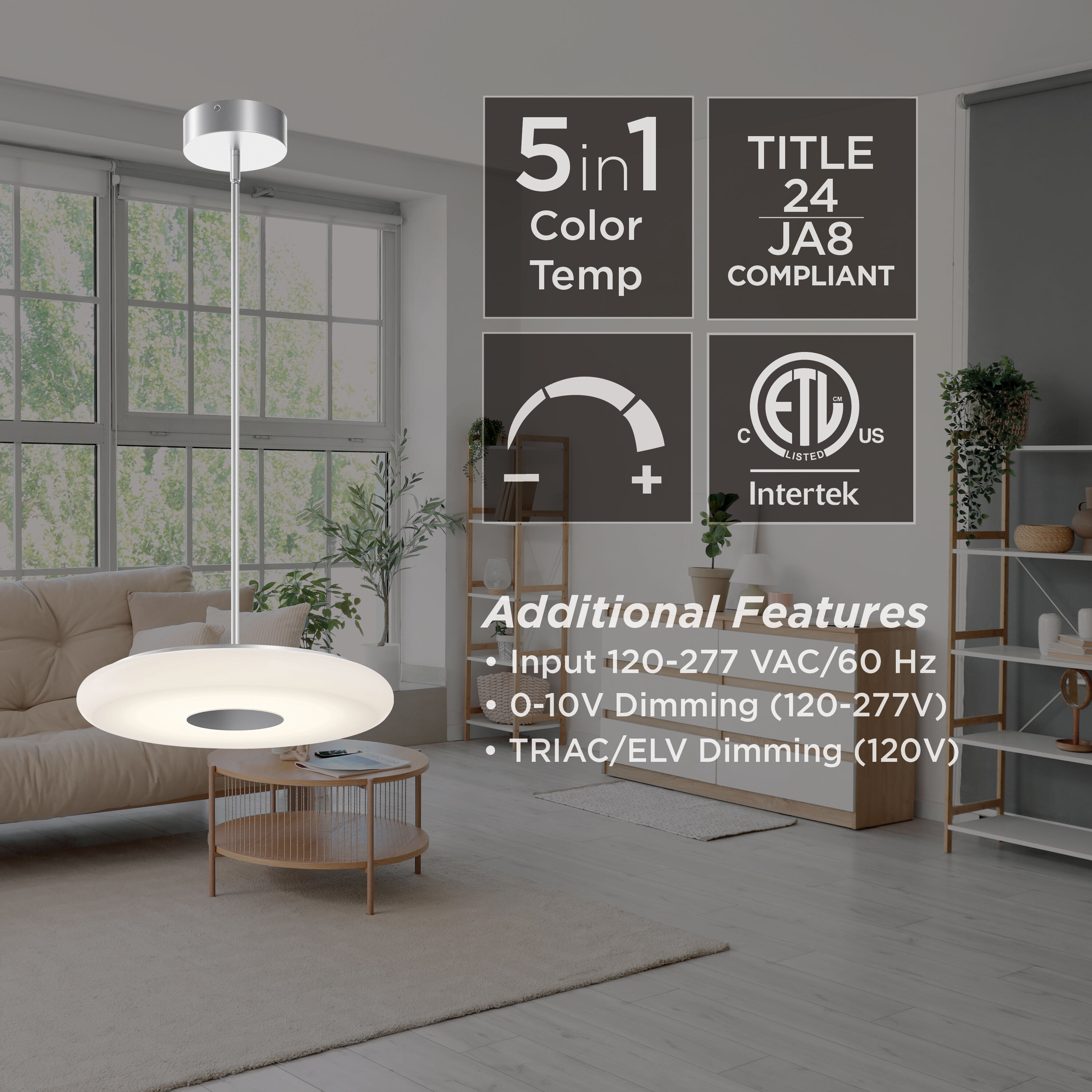 June LED 5.91 inch Satin Nickel Pendant Ceiling Light