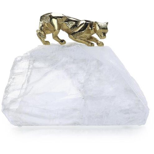 Perched Brass Panther 9.25 X 7.25 inch Sculpture