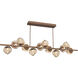 Luna LED 72 inch Burnished Bronze Chandelier Ceiling Light in 3000K LED, Geo Inner - Bronze Outer, Twisted Branch