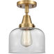 Franklin Restoration Large Bell 1 Light 8 inch Brushed Brass Flush Mount Ceiling Light in Clear Glass