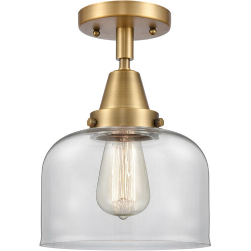 Franklin Restoration Large Bell 1 Light 8 inch Brushed Brass Flush Mount Ceiling Light in Clear Glass