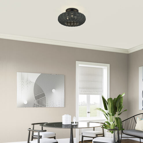 Deluna 3 Light 18 inch Black Semi Flush Mount Ceiling Light, Large