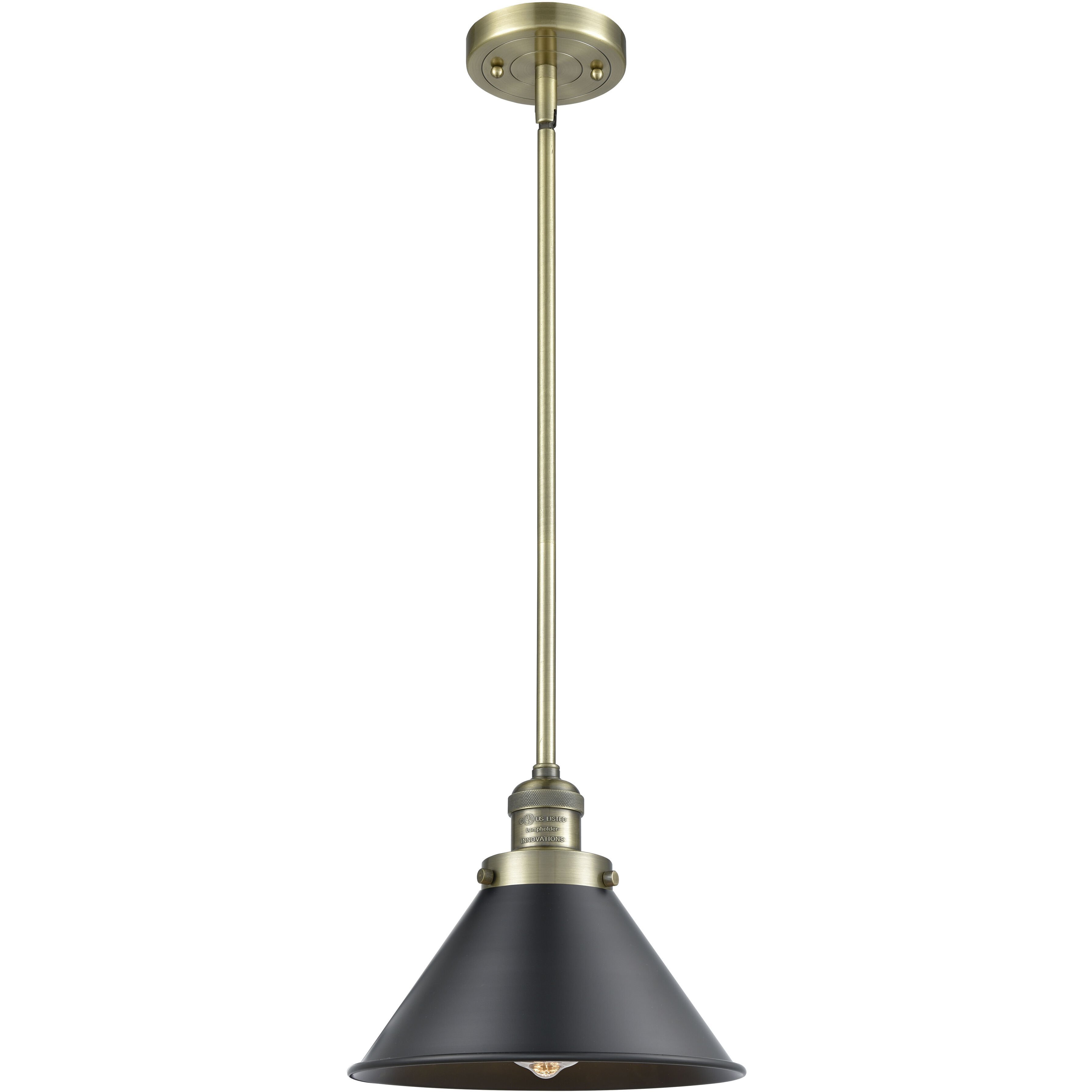 Franklin Restoration Briarcliff 1 Light 10 inch Antique Brass Mini Pendant Ceiling Light in Incandescent, Matte Black