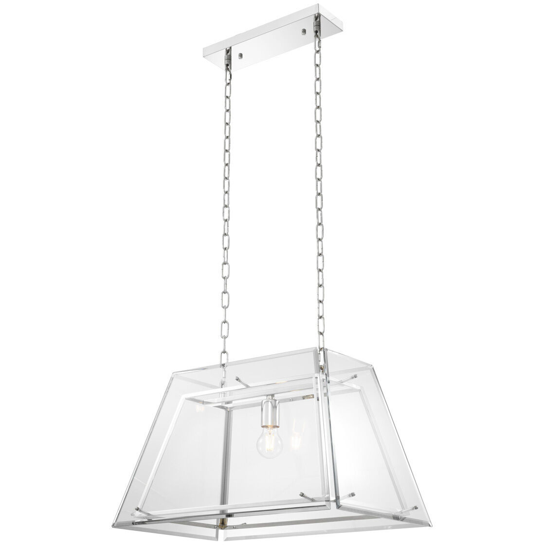 Azure 1 Light 24.02 inch Nickel Chandelier Ceiling Light in Bevelled Clear Glass, Small