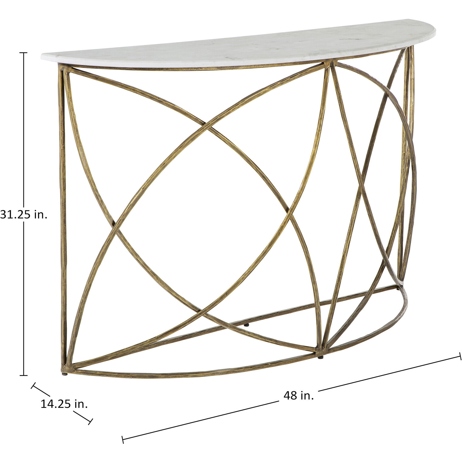 Wayland 48 X 14.25 inch Antique Aged Brass and White Banswara Marble Console Table