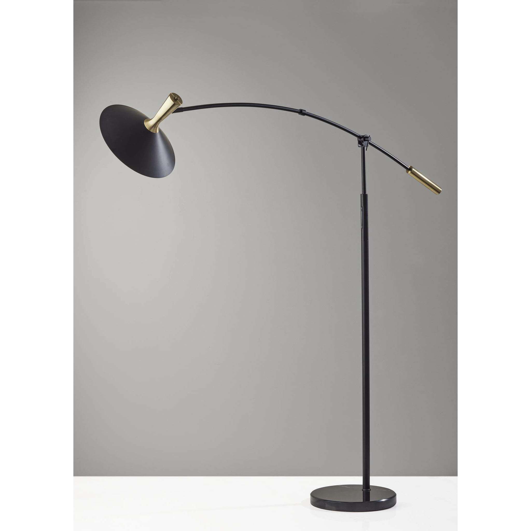 Bradley 67 inch 24.00 watt Black / Antique Brass Accents Arc Lamp Portable Light