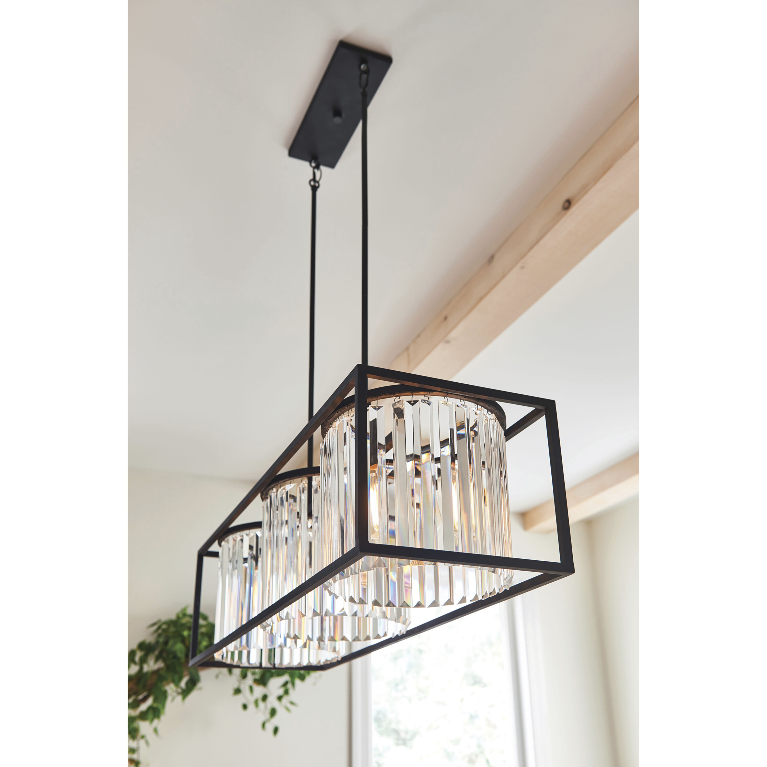 Giada 3 Light 38 inch Black Indoor Linear Chandelier Ceiling Light