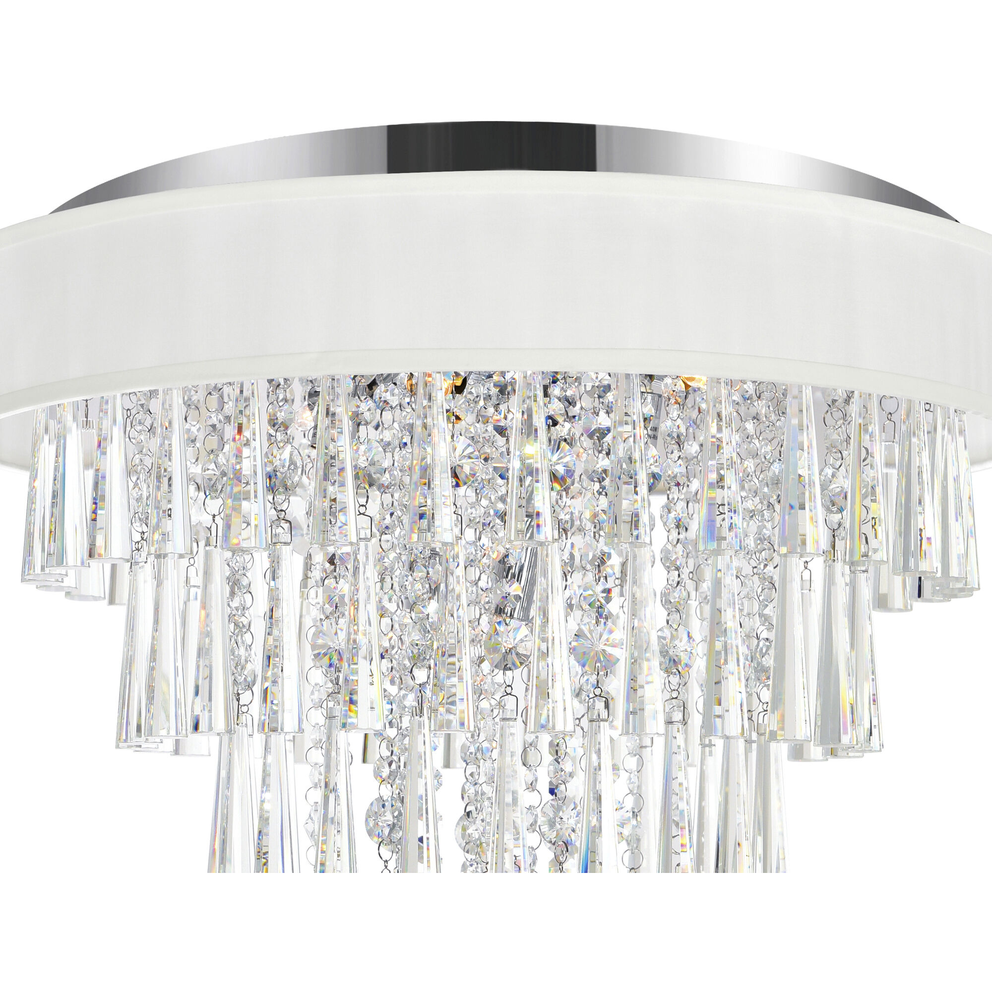 Franca 8 Light 22 inch Chrome Drum Shade Flush Mount Ceiling Light in Off White
