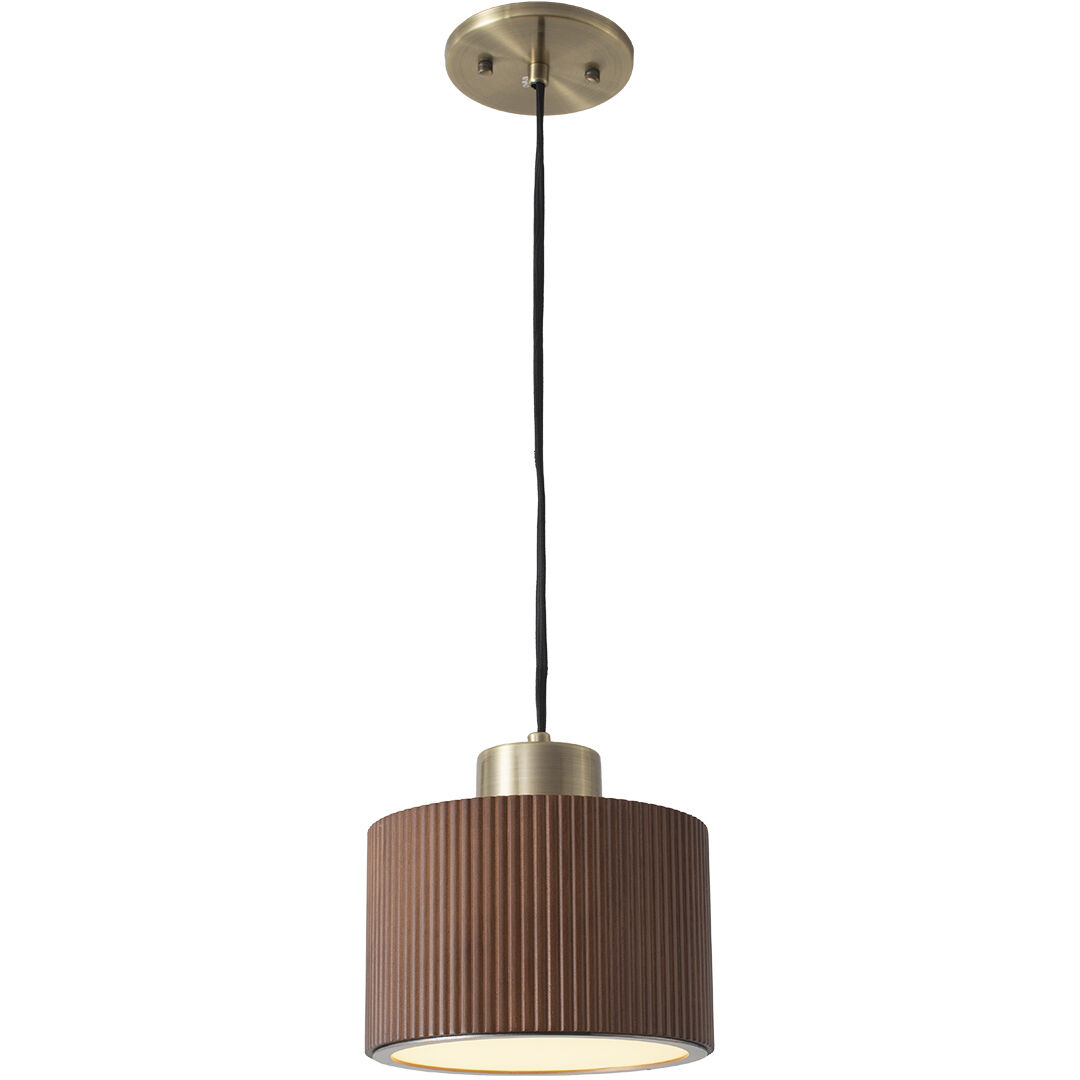 Tambo LED 10 inch Dark Walnut and Weathered Brass Pendant Ceiling Light