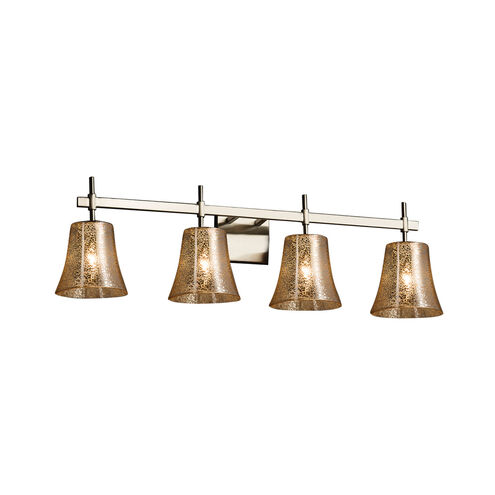 Fusion 4 Light 32.5 inch Brushed Nickel Vanity Light Wall Light in Round Flared, Incandescent, Mercury Fusion