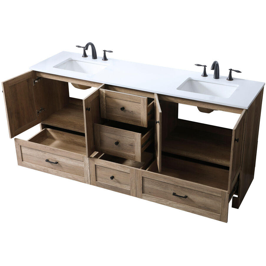 Soma 72 X 19 X 34 inch Natural Oak Vanity Sink Set