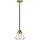 Nouveau 2 Fulton LED 6.75 inch Black Antique Brass Mini Pendant Ceiling Light in Clear