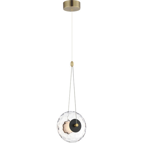 Unity LED 8.5 inch Black and Natural Aged Brass Single Pendant Ceiling Light