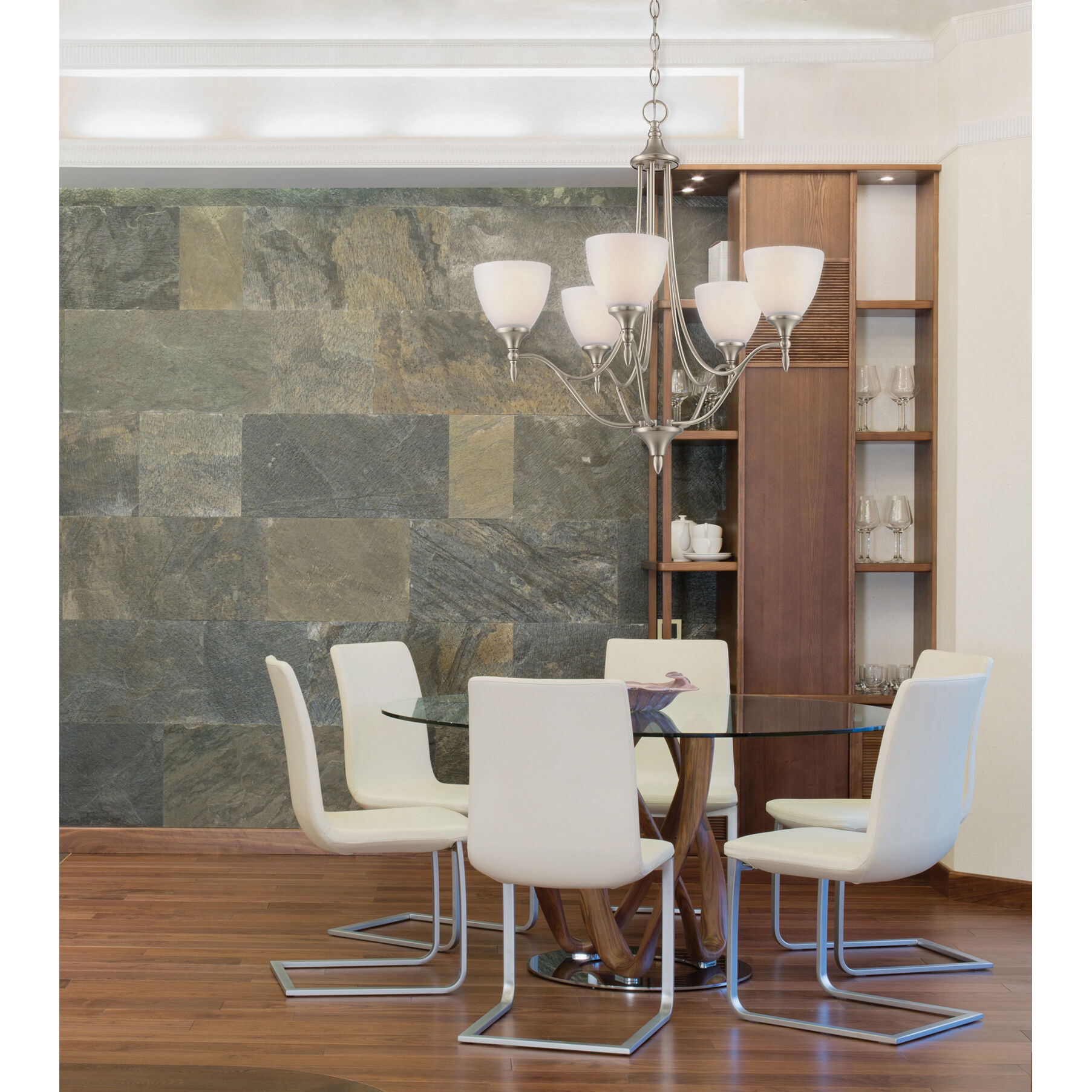 Herndon 5 Light 26 inch Satin Nickel Chandelier Ceiling Light, Essentials