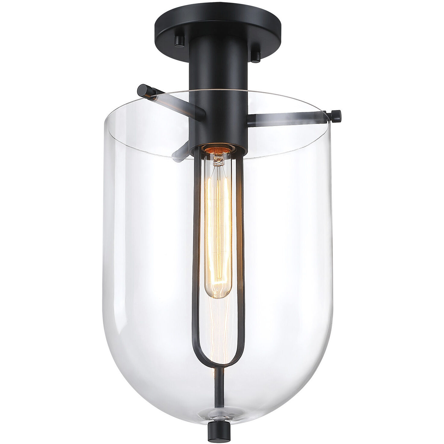 Skylar LED 10 inch Matte Black Semi-Flush Mount Ceiling Light