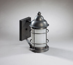 Nautical 1 Light 11 inch Verdi Gris Outdoor Wall Lantern in Frosted Glass