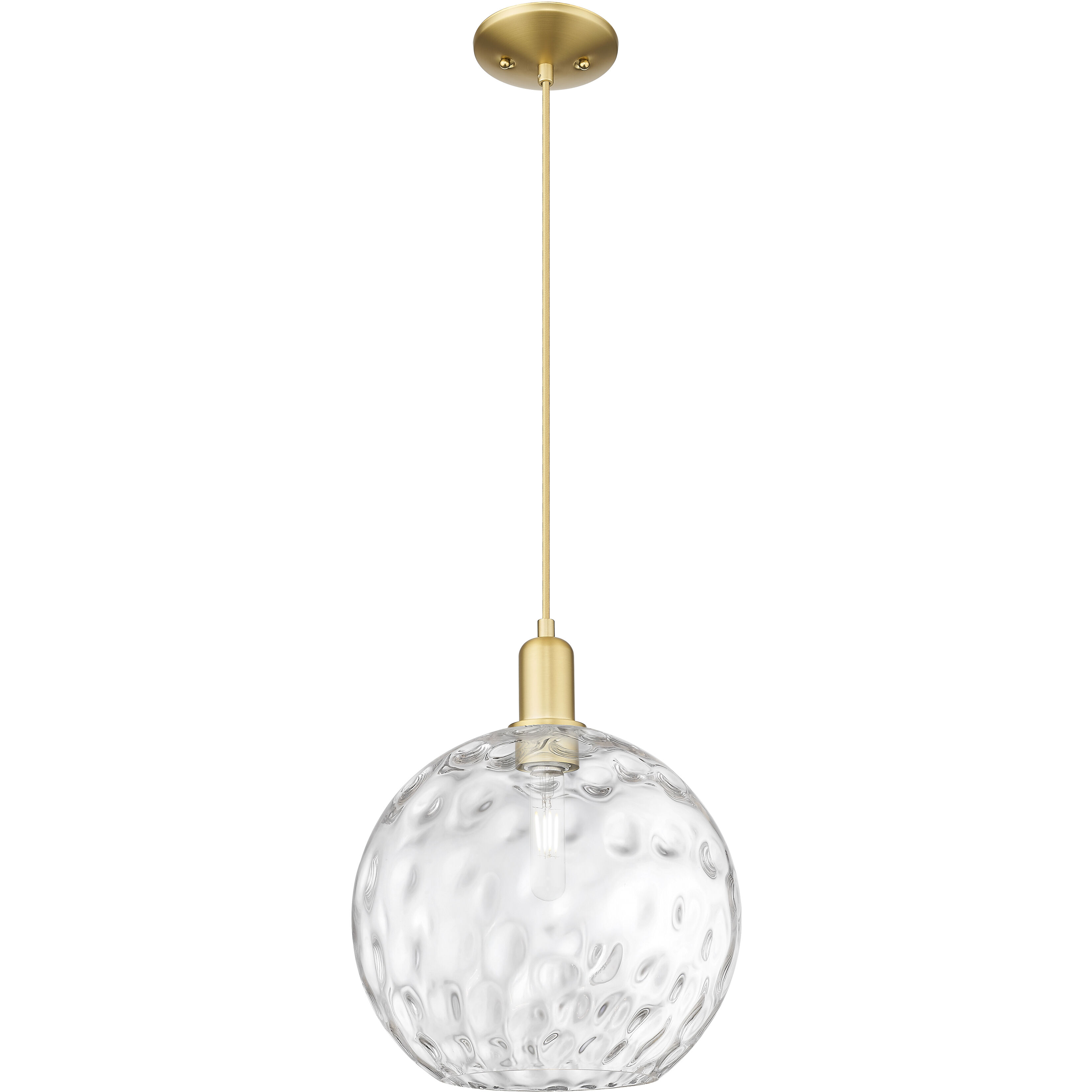 Arcadia Athens Water Glass 1 Light 12 inch Satin Gold Mini Pendant Ceiling Light