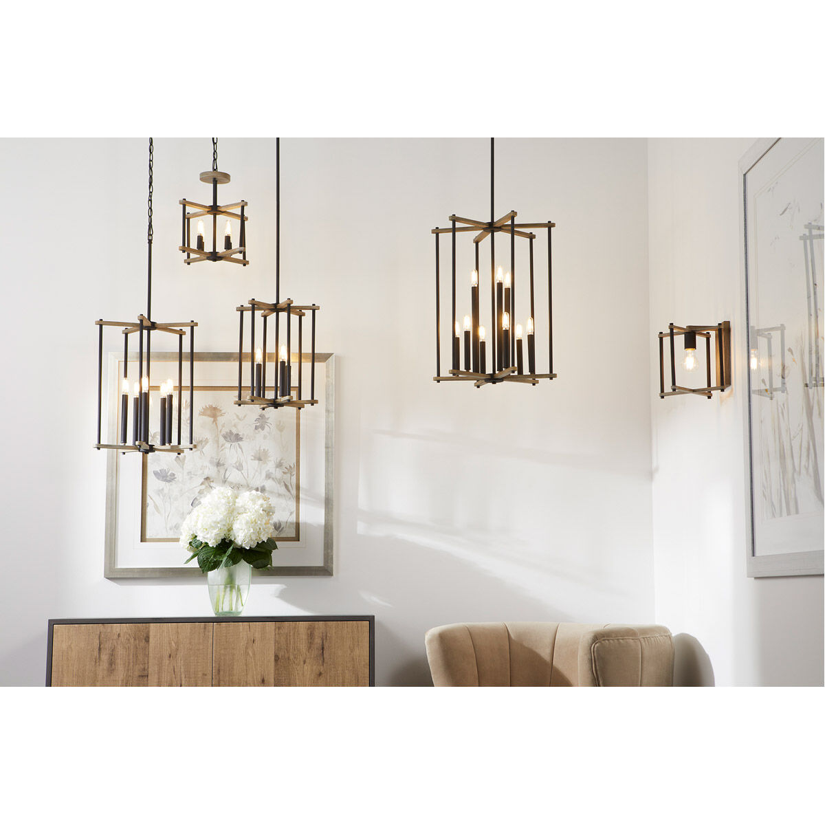 Silva 9 Light 19 inch Noir with Weathered Oak Entry Ceiling Light