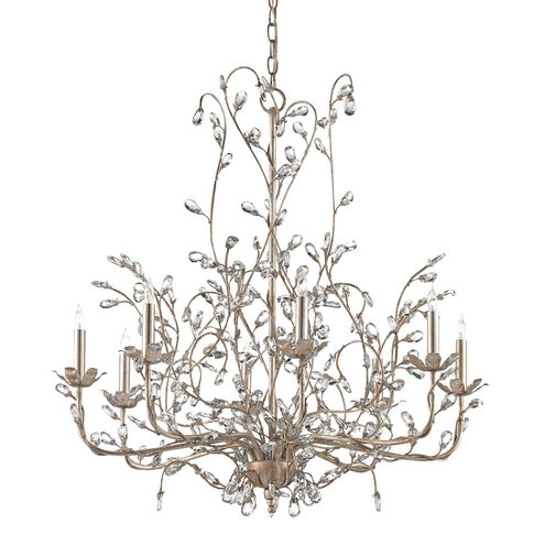 Crystal Bud 8 Light 33 inch Silver Granello Chandelier Ceiling Light, Large 