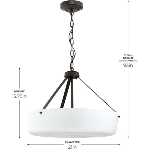 Lieon 3 Light 21 inch Antique Bronze Convertible Pendant Ceiling Light