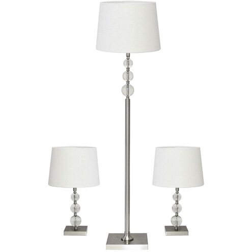 Olivia 23 inch 150.00 watt Brushed Steel with Clear Acrylic Accents Table Lamps Portable Light, plus Floor Lamp, Set of 3, Simplee Adesso