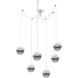 Cabochon LED 14.1 inch Salt White with White Marble Swag Multi-Pendant Ceiling Light in 3000K LED, Smoke